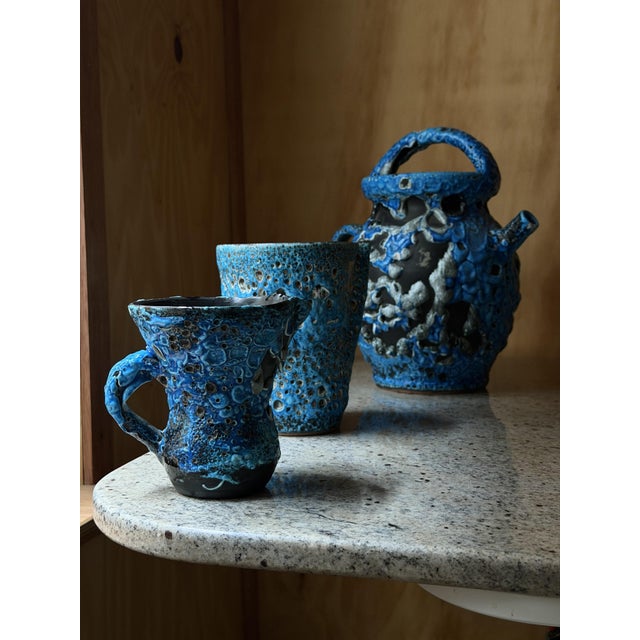 Handcrafted Ceramic Jug and Cups from Le Cyclope Annecy, France, 1960s, Set of 3 For Sale - Image 6 of 18