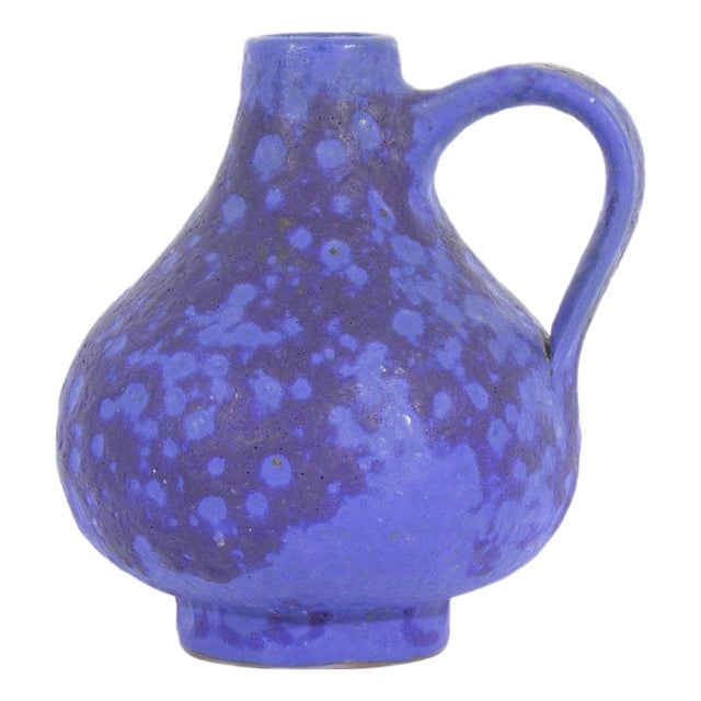 Hartwig Heyne Hoy West German Blue Ceramic Vase Jug For Sale