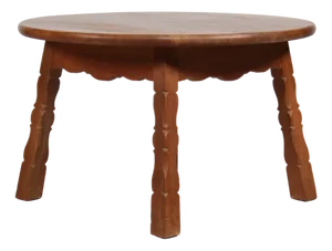 Brutalist Round Coffee Table of Oak in the style of Axel Einar Hjorth, 1950s