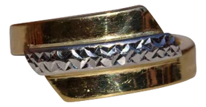 The Tryconnell: Ladies Italian 14K Two Tone Diamond Cut Ring