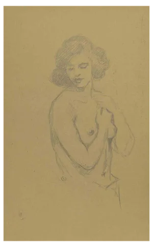 Augusto Monari, Nude, Drawing, Early 20th Century