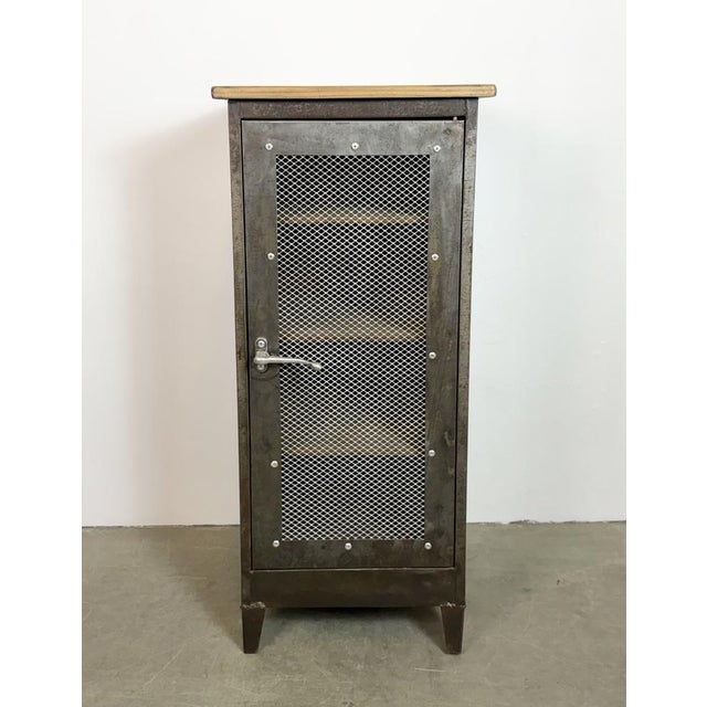1960s Industrial Iron Cabinet with Mesh Door, 1960s For Sale - Image 5 of 15