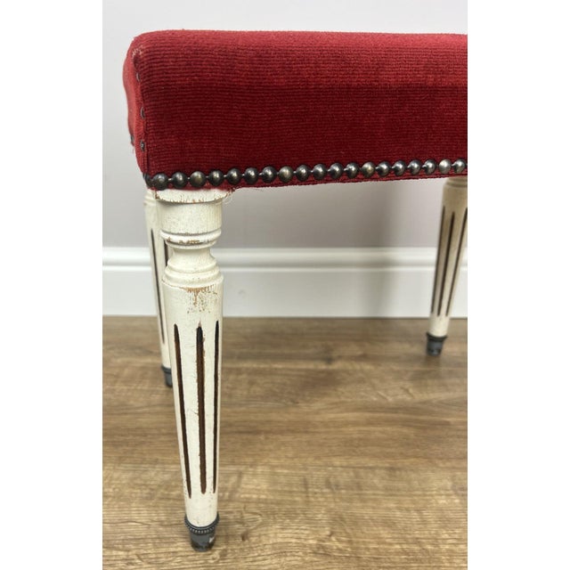 Textile Vintage French Upholstered Ottoman For Sale - Image 7 of 9
