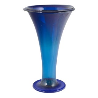 Art Deco Vase in Deep Blue Crystal Glass by Josef Riedel for Polaun, 1940s For Sale