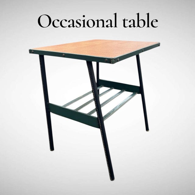 Stitched Side Table by Jacques Adnet, 1950 For Sale - Image 10 of 12