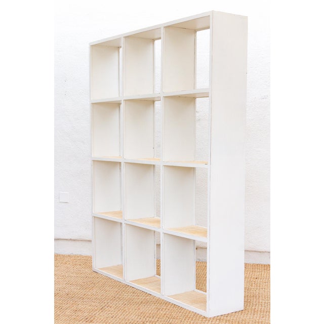 White 20th Century Distressed White Cubicle Bookcase For Sale - Image 8 of 13
