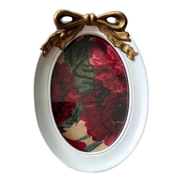 Original Paul Dumas French Wallpaper Fragment Framed | Antique Floral Wall Art | 5 X 7 Oval Frame | French Decorative Arts For Sale