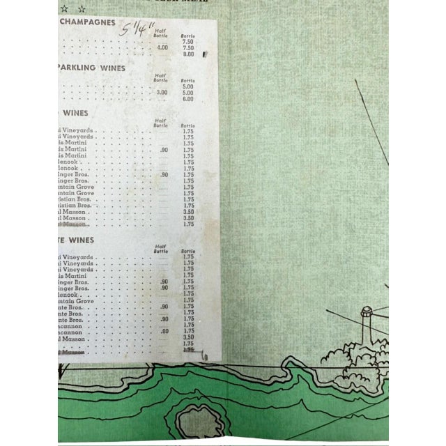Vintage St. Francis Yacht Club San Francisco California Wine Menu Paper Nautical For Sale - Image 4 of 8