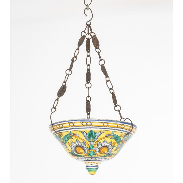 Late 20th Century Italian Majolica Sunflower Motif Hanging Planter For Sale - Image 5 of 5