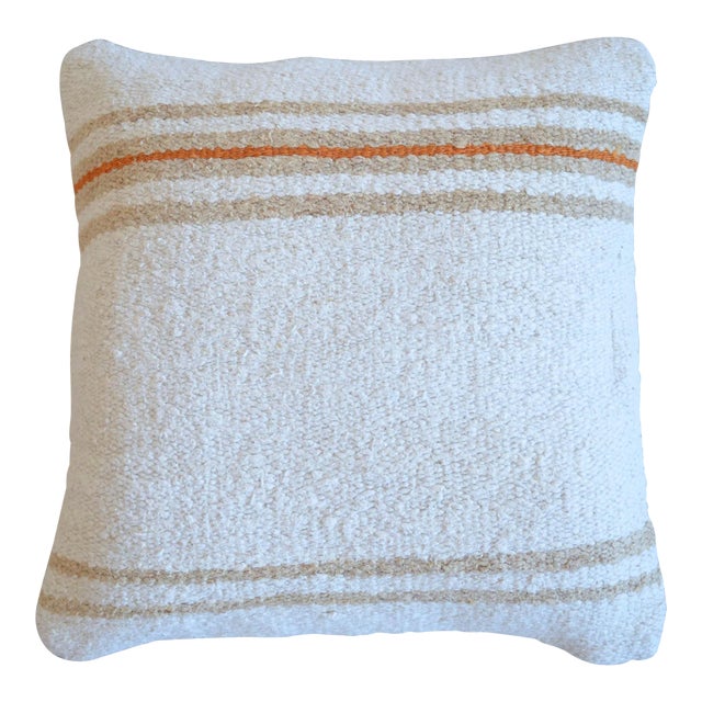 Vintage Handmade Hemp Kilim Rug Pillow Cover For Sale