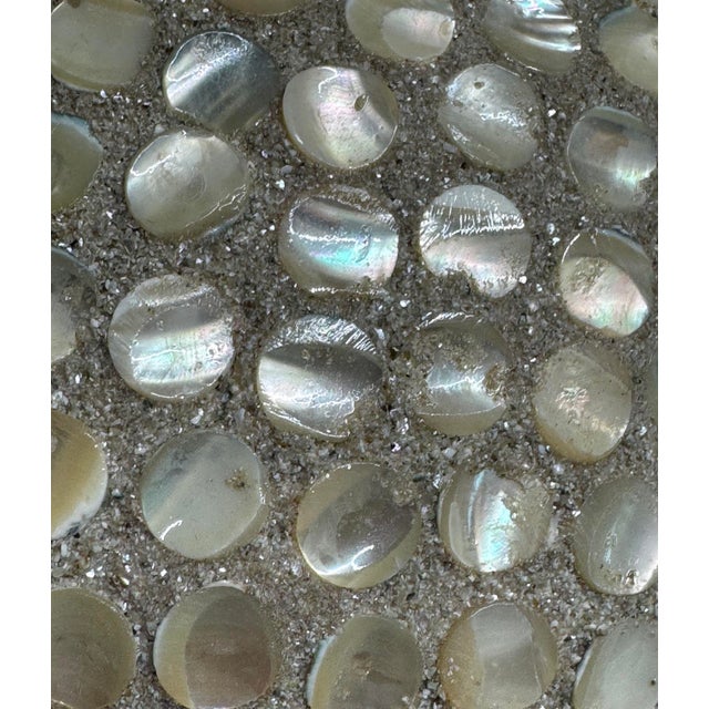 18.5” Mother of Pearl Sea Shell Mosaic Tile Vase Sand Beige For Sale - Image 4 of 8