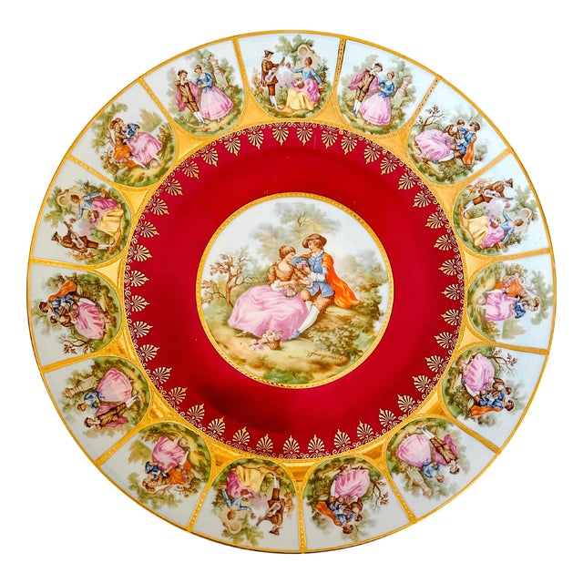 1960 Bavarian Decorative Plate With Fragonard Lovers For Sale