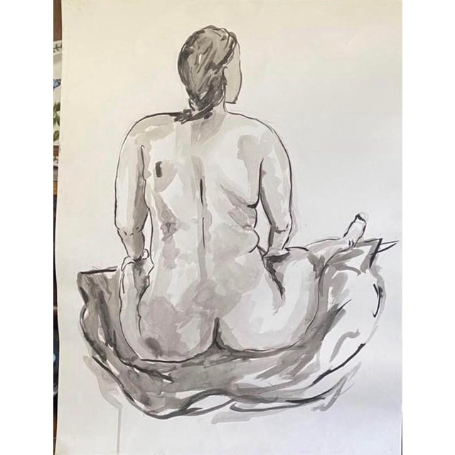 Really beautiful large watercolor of the back of a nude woman - signed “Carly V”. This is from the 1980’s. It is on a...