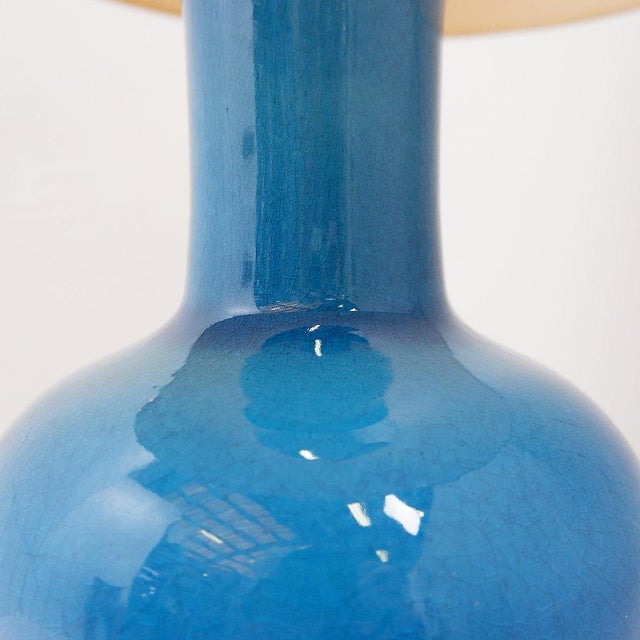Mid-Century Modern Turquoise Ceramic Table Lamp, 1960s For Sale - Image 3 of 13