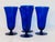 Art Deco Style Cobalt Parfait Glass Stems, Set of 4. The stems have a vertical line design. No marks.