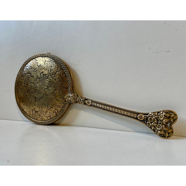 French Hand Mirror in Etched and Reticulated Bronze For Sale - Image 9 of 12