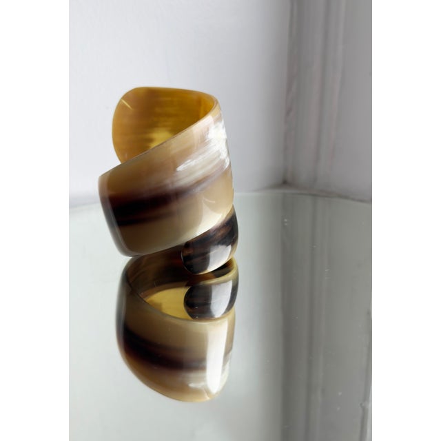 1970s Chunky Horn Cuff Bracelet, Sculptural Open-Ended Design For Sale - Image 10 of 12