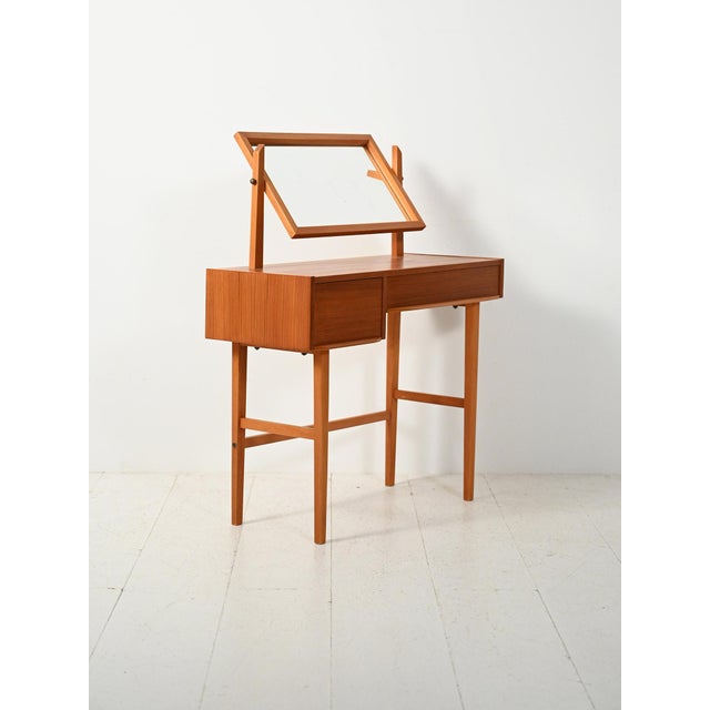 Scandinavian Teak Dressing Table with Reclining Mirror, 1960s For Sale - Image 3 of 9