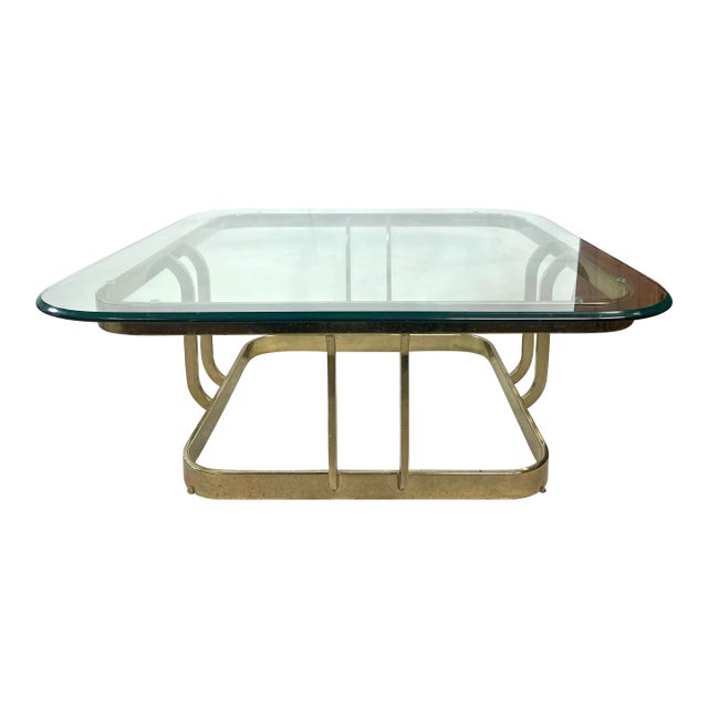 1980s Metal and Glass Coffee Table For Sale