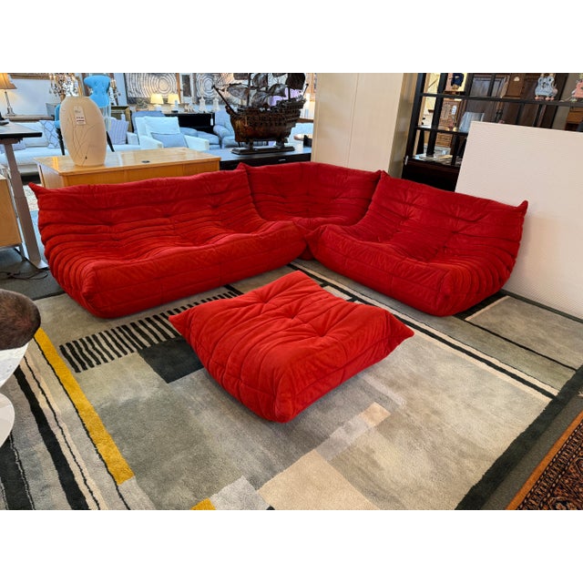 Red Michel Ducaroy for Ligne Roset Toga Sectional in Alcantara Goya Red, Set of Four For Sale - Image 8 of 18