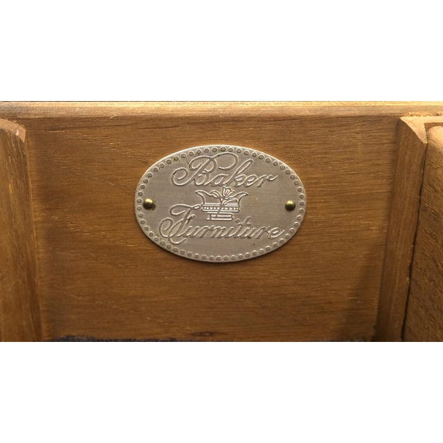 Baker Teak & Brass Double Door Compartment 4 Drawers Credenza Dresser For Sale - Image 6 of 12