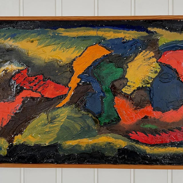 1970s 1970s Mid Century Swedish Abstract Oil Painting by B. Lidgren For Sale - Image 5 of 13