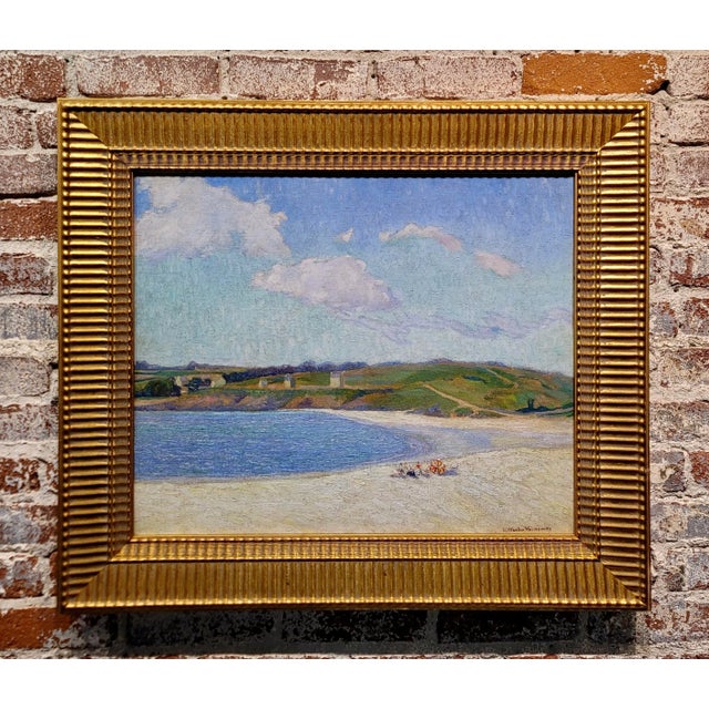 Alexander Warshawsky-1930s Audierno Beach scene North of France-Oil Painting American Impressionist - Oil painting on...