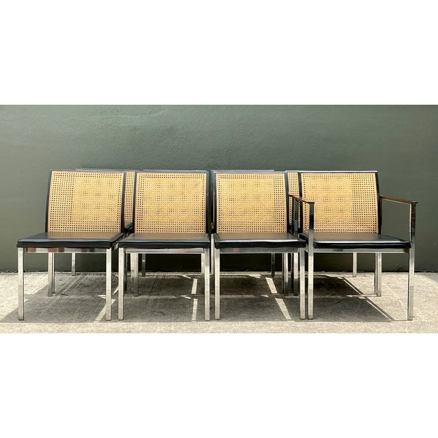 Chrome Vintage Paul McCobb for Lane Chrome and Cane Dining Chairs - Set of 8 For Sale - Image 8 of 12