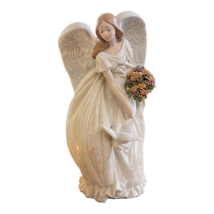 Lladro' Flowers of Peace Limited Edition Angel With Dove & Floral Bouquet