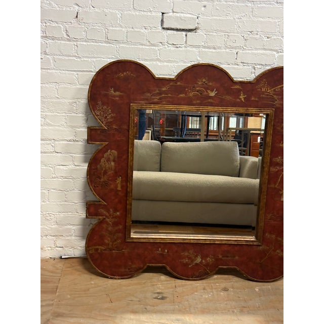 Chinoiserie Lacquer Wall Mirror, Late 20th Century For Sale - Image 11 of 12