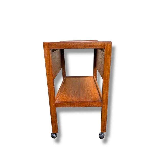 Vintage Teak Drop-Leaf Drinks Trolley on Castors For Sale - Image 6 of 12