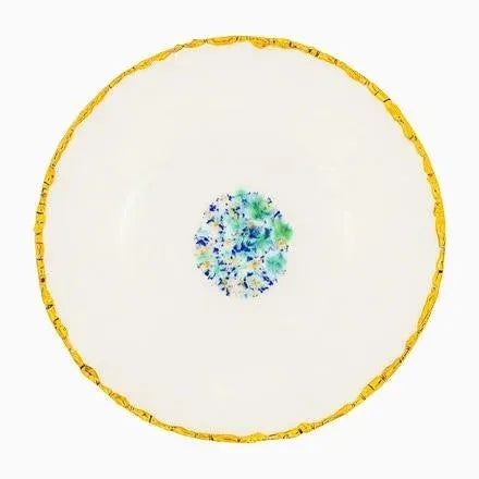 Contemporary Set of 2 Soup Flat Cuts Ø27 Cracked Edge Blue Marble For Sale - Image 3 of 3