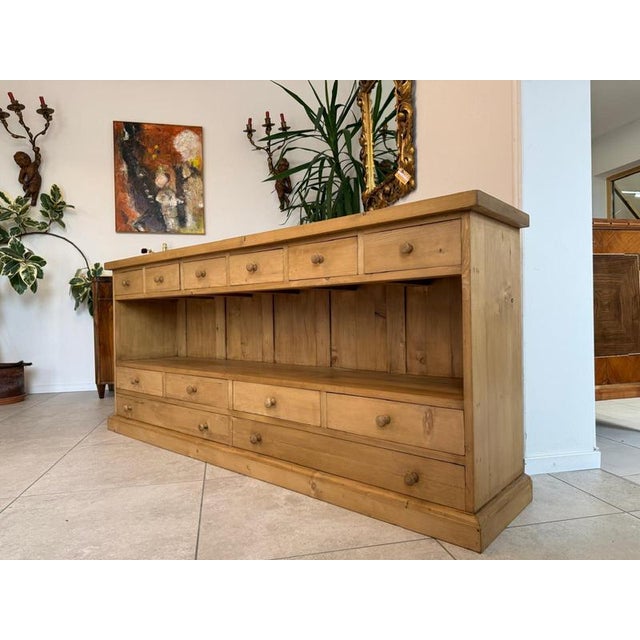 Charming sideboard/12-drawer chest made of solid oak/softwood. Dimensions: Height x Width x Depth 88 x 201 x 42 cm. For...