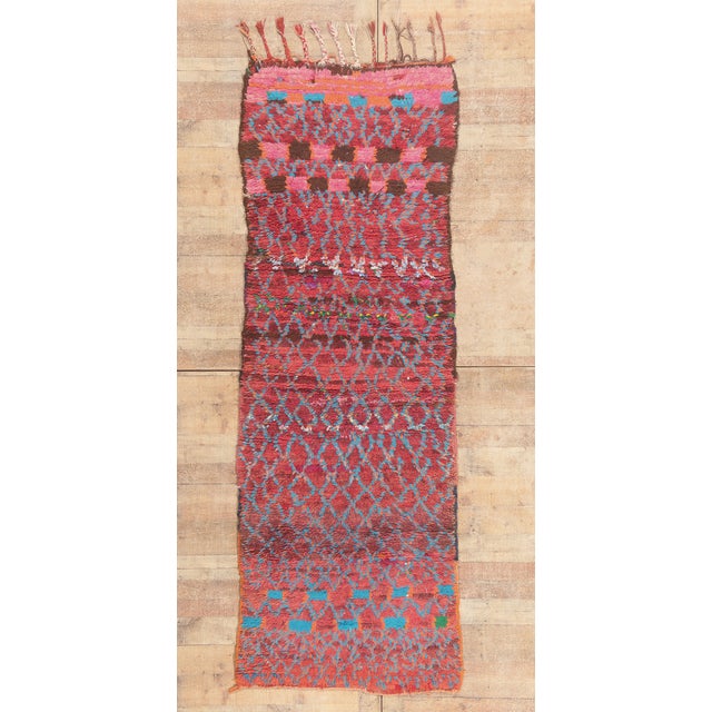 Vintage Boujad Boucherouite Moroccan Rug, 03'03 X 09'03 For Sale - Image 10 of 10