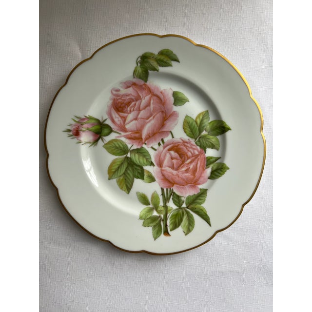 Mid 20th Century Vintage Mid 20th Century Hand Painted Pink Cottage Roses Porcelain Plates - a Pair For Sale - Image 5 of 8