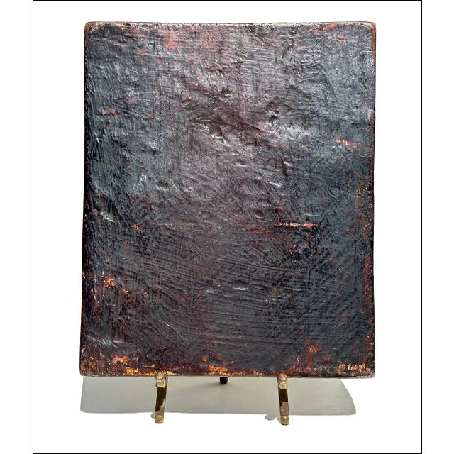 Wood 19thC Hodegetria Type Carved Madonna & Child Icon in Egg Tempera & Gold Leaf For Sale - Image 7 of 10