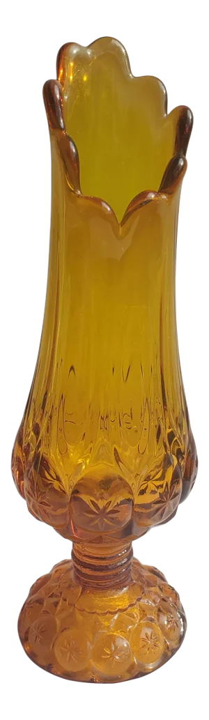 1966 Kanawha Amber Moon and Stars Glass Swung Vase