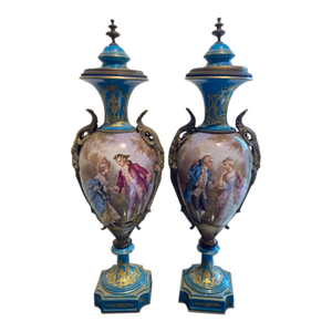 French Sèvres-Style Porcelain Lidded Urns