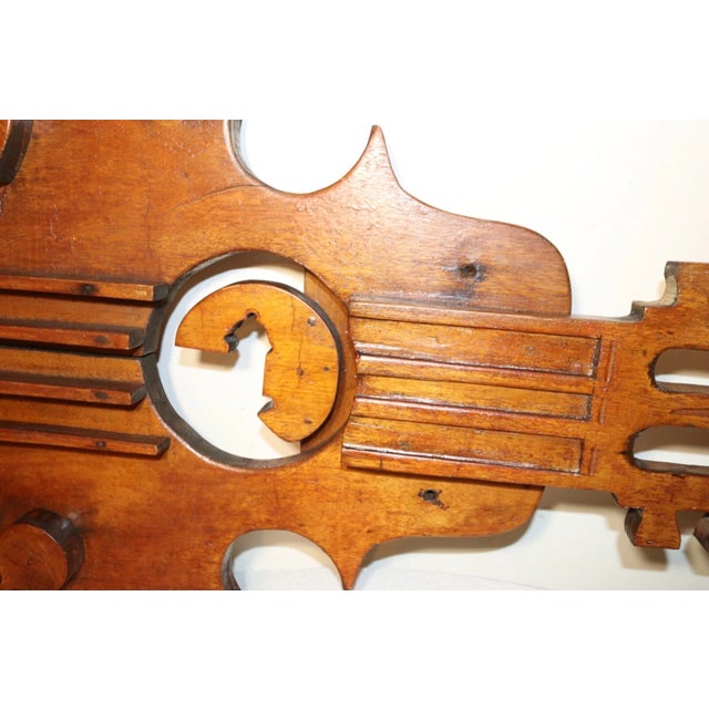 Folk Art Huge 3.5 Foot Antique Hand Carved Wood Folk Art Guitar Music Bar Wall Trade Sign For Sale - Image 3 of 11