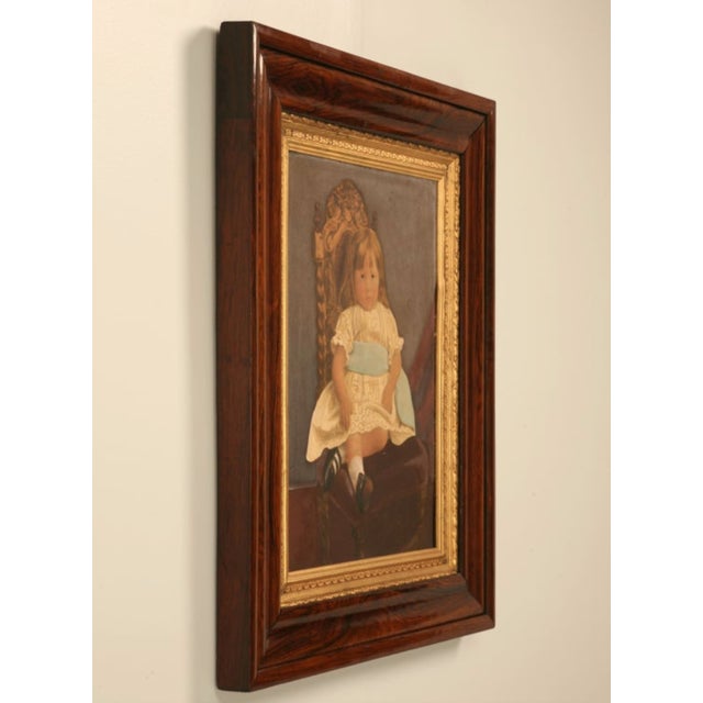 Victorian Original Painting on Board of "A Girl With Blue Sash Ribbon" For Sale - Image 3 of 10
