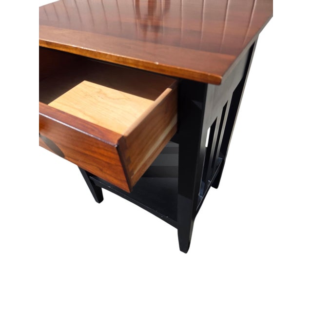 1990s Ethan Allan American Impressions Night Stand End Side Table Cherry Black For Sale - Image 10 of 13