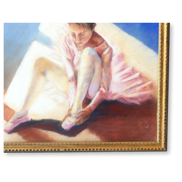 Traditional Signed Framed Pastel "Ballerina" For Sale - Image 3 of 3