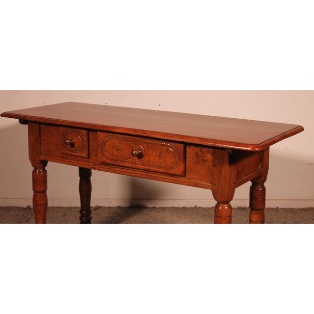 Console with Two Drawers in Cherry Wood, 18th Century For Sale - Image 9 of 14