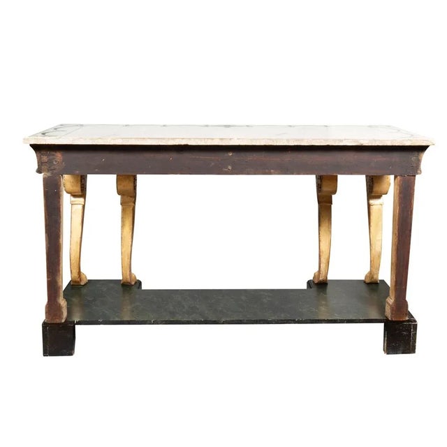 Irish Regency Giltwood and Faux Painted Console Table For Sale - Image 4 of 12