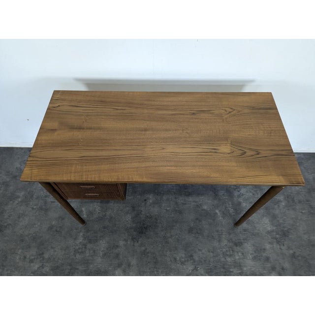 Scandinavian Teak Desk with Suspended Storage Unit For Sale - Image 3 of 6