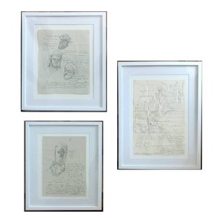 Group of Three Works on Paper by Jose Luis Cuevas, framed For Sale