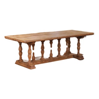 19th Century French Louis XIII Oak Refectory Dining Table With Baluster Legs For Sale