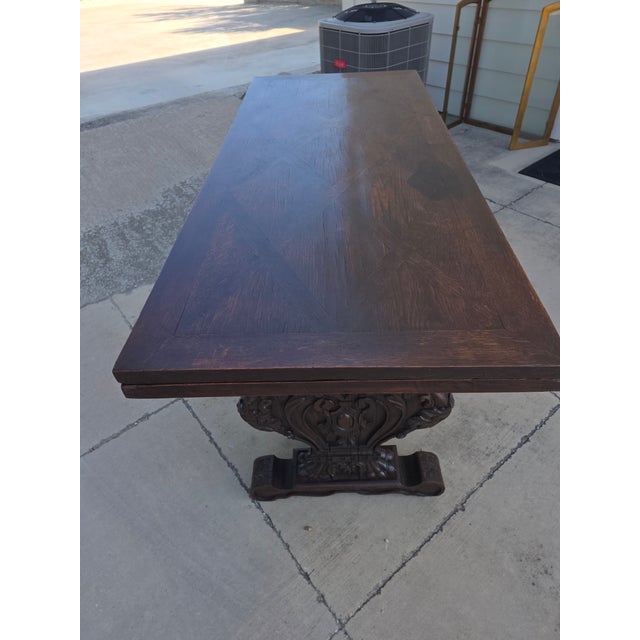 Italian Draw Leaf Refrectory Table For Sale In San Antonio - Image 6 of 15
