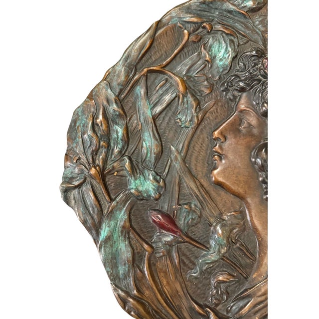 Early 20th Century Signed A. Mucha Art Nouveau Floral Relief Wall Plaque, Early 20th Century. For Sale - Image 5 of 13