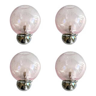 Sculptural Pink “Pulegoso” Murano Glass Wall Sconces —Lot of 4 For Sale